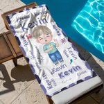 Personalisiertes Niedliches Cartoon Charakter Strandtuch mit Namens-Wortwolke Schnelltrocknend Übergroß Urlaub Zubehör Geburtstag Geschenk für Kinder