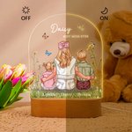Veilleuse LED Personnalisée Style à l'Aquarelle avec Nom de la Maman et 1-3 Enfants Cadeau de Fête des Mères ou d'Anniversaire pour Maman