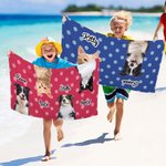 Personalized Pet Photo Polka Dots Beach Towel with Name Super Absorbent Quick Dry Vacation Pool Party Birthday Gift for Pet Lovers Owners