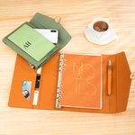 Henkilökohtainen Monogram A6 A5 A5 Nahka Notebook Kynä Set kortin haltija ja matkapuhelin varastointi kerros 90 sivua Syntymäpäivä Business lahja työntekijälle