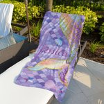 Personalized Cute Mermaid Quick Dry Oversized Beach Towel with Name Vacation Party Beach Party Accessories Summer Gift for Her