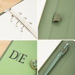 Henkilökohtainen Monogram A6 A5 A5 Nahka Notebook Kynä Set kortin haltija ja matkapuhelin varastointi kerros 90 sivua Syntymäpäivä Business lahja työntekijälle