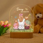 Veilleuse LED Personnalisée Style à l'Aquarelle avec Nom de la Maman et 1-3 Enfants Cadeau de Fête des Mères ou d'Anniversaire pour Maman