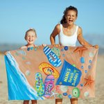Personalized Grandma's Beach Buddies Slippers Super Absorbent Quick Dry Soft Beach Towel with Names Travel Essential Birthday Gift for Mom Grandma