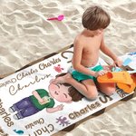 Personalisiertes Niedliches Cartoon Charakter Strandtuch mit Namens-Wortwolke Schnelltrocknend Übergroß Urlaub Zubehör Geburtstag Geschenk für Kinder