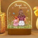 Veilleuse LED Personnalisée Style à l'Aquarelle avec Nom de la Maman et 1-3 Enfants Cadeau de Fête des Mères ou d'Anniversaire pour Maman