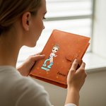 Personalizzato Zodiac Cartoon Character Leather A5 Sketchbook Notebook Cover with Storage Pocket Office Birthday Gift for Women Men