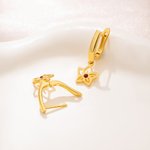 Personalised Minimalist Birth Flower Birthstone Earrings Mother's Day Birthday Anniversary Gift for Women