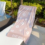 Personalized Summer Flowers Coconut Plaid Quick Drying Beach Towel with Name Travel Essential Birthday Gift for Kids Family Friends