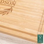 Personalized Engraved Monogram Name Initial Wreath FSC Bamboo Charcuterie Cutting Board with Juice Groove Ship from USA Housewarming Gift for Family