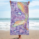 Personalized Cute Mermaid Quick Dry Oversized Beach Towel with Name Vacation Party Beach Party Accessories Summer Gift for Her