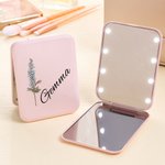 Personalisierte tragbare Geburt Blume doppelseitigen Make-up-Spiegel mit LED-Licht Geburtstag Brautjungfer Geschenk für Frauen Mädchen