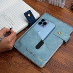 Libreta de cuero A5 personalizada con nombre en papel metalizado dorado, páginas rayadas y cierre Diario Graduación Cumpleaños Regalo para la familia Amigos