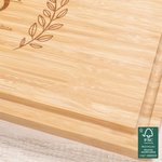 Personalized Engraved Leaf Wreath Name Initial FSC Bamboo Charcuterie Cutting Board with Juice Groove Ship from USA Housewarming Gift for Family