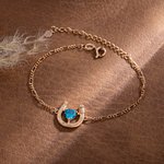 Personalizada Herradura de la Suerte Corazón Piedra de Nacimiento Pulsera y Pendientes Cumpleaños Aniversario Regalo para Amantes de los Caballos Mujeres