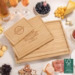Personalized Minimalism Line Wreath Monogram FSC Bamboo Charcuterie Cutting Board with Juice Groove Wedding Housewarming Gift for Family