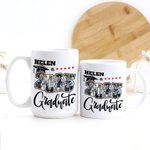 Personalizado Cinco Estrellas 2025 Graduado Foto Collage 11 oz 15 oz Taza de café de cerámica con nombre de Graduación Keepsake Fiesta de Regalo para Graduados