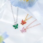Personalised Dainty Butterfly Necklace  with Birthstone Good Luck Charm Jewellery Birthday Anniversary Mother's Day Gift for Women