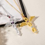 Henkilökohtainen Dainty 1-6 Birthstone Cross kaulakoru kaiverrettu nimi uskonnollinen korut äitienpäivä syntymäpäivälahja naisille Christian