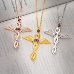 Henkilökohtainen Dainty 1-6 Birthstone Cross kaulakoru kaiverrettu nimi uskonnollinen korut äitienpäivä syntymäpäivälahja naisille Christian