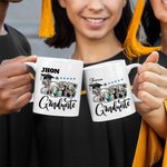 Personalizado Cinco Estrellas 2025 Graduado Foto Collage 11 oz 15 oz Taza de café de cerámica con nombre de Graduación Keepsake Fiesta de Regalo para Graduados