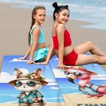 Personalized Hawaiian Cartoon Animal Quick Dry Microfiber Beach Towel with Name Summer Travel Essential Gift for Boys Girls