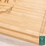 Personalized Engraved Wreath Name Date FSC Bamboo Charcuterie Cutting Board with Juice Groove Housewarming Wedding Gift for Family Friend