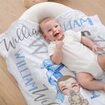 Spersonalizowany kocyk z imieniem i nazwiskiem Baby Shower prezent urodzinowy dla chłopców i dziewczynek