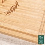 Personalized Engraved Leaves Name Date FSC Bamboo Charcuterie Cutting Board with Juice Groove Housewarming Wedding Gift for Family Friend
