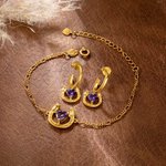 Personalizada Herradura de la Suerte Corazón Piedra de Nacimiento Pulsera y Pendientes Cumpleaños Aniversario Regalo para Amantes de los Caballos Mujeres