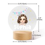 Personalisierte Fantasy Sterne Wimpel Cartoon Mädchen Junge LED-Nachtlicht mit hölzernen Basis und Namen Geburtstag Zimmer Dekoration Geschenk für Kinder