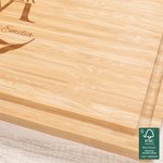 Personalized Engraved Wreath Name Initial Design FSC Bamboo Charcuterie Cutting Board with Juice Groove Housewarming Home Decor Gift for Family Friend