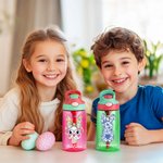Borraccia da 475ml personalizzata con nome e design di fiocco carino coniglietto dotata di cannuccia regalo di Pasqua per bambini
