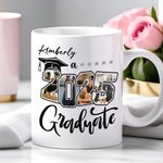Personalizado Cinco Estrellas 2025 Graduado Foto Collage 11 oz 15 oz Taza de café de cerámica con nombre de Graduación Keepsake Fiesta de Regalo para Graduados