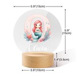 Personalised Mermaid Girl Acrylic LED Night Light with Wooden Base and Name Nursery Decor Baby Shower Birthday Gift for Kids