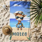 Personalized Hawaiian Cartoon Animal Quick Dry Microfiber Beach Towel with Name Summer Travel Essential Gift for Boys Girls