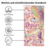 Personalisierte niedliche Meerjungfrau schnell trocken überdimensioniert Strandtuch mit Namen Urlaub Party Strand Party Zubehör Sommer Geschenk für Sie