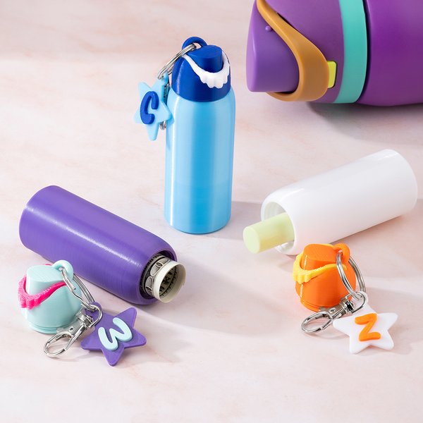 Personalised 3D Printed Mini Tumbler Initial Keychain Chapstick Holder with Removable Lid Birthday Backpack Accessories Gift for Women Students