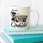 Personalizado Cinco Estrellas 2025 Graduado Foto Collage 11 oz 15 oz Taza de café de cerámica con nombre de Graduación Keepsake Fiesta de Regalo para Graduados