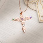 Henkilökohtainen Dainty 1-6 Birthstone Cross kaulakoru kaiverrettu nimi uskonnollinen korut äitienpäivä syntymäpäivälahja naisille Christian