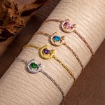 Personalizada Herradura de la Suerte Corazón Piedra de Nacimiento Pulsera y Pendientes Cumpleaños Aniversario Regalo para Amantes de los Caballos Mujeres