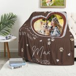 Henkilökohtainen tassupainatus Sydämen muotoinen koira kissa perhevalokuva Design pehmeä heittopeitto nimellä Home Decor muistolahja lemmikkieläinten ystävälle
