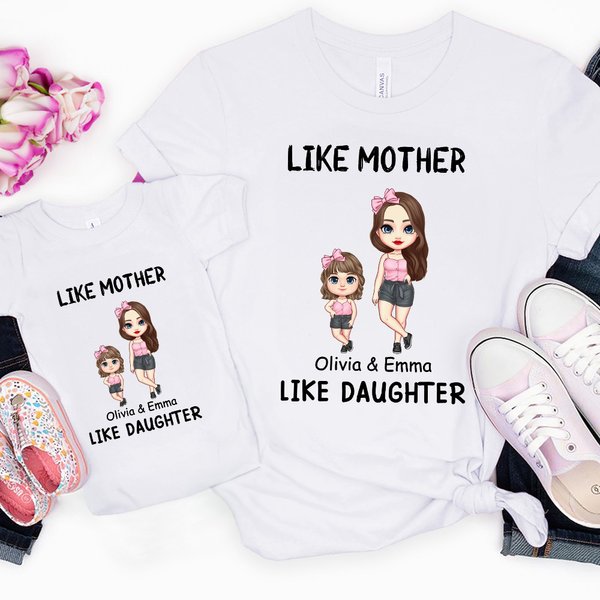 Henkilökohtainen söpö sarjakuvahahmo 100% puuvilla Baby Bodysuit T-paita Matching Outfit nimi Äitienpäivälahja äidille Lapset