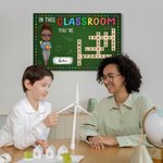 Personalisierte Cartoon Lehrer Kreuzworträtsel Kunst Leinwand Poster gerahmt rahmenlose Malerei mit Namen Klassenzimmer Dekor Lehrer Tag Geschenk für Lehrer