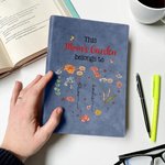 Personalized Heart Birth Flower Leather Lined Journal Notebook with 1-12 Names and 100 Pages Paper Mother's Day Birthday Gift for Mom Grandma
