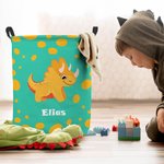 Personalized Cute Cartoon Monster Dinosaur Large Waterproof Name Laundry Storage Basket with Handle Nursery Decor Birthday Gift for Boys Girls