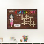 Personalisierte Cartoon Lehrer Kreuzworträtsel Kunst Leinwand Poster gerahmt rahmenlose Malerei mit Namen Klassenzimmer Dekor Lehrer Tag Geschenk für Lehrer