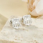 Personalized Police Badge Unisex Stud Earrings with Department and Number Police Day Birthday Appreciation Gift for Police Officer Family