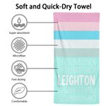 Personalized Colorful Oversized Quick Dry Striped Beach Towel with Name Summber Vacation Essentials Gift for Women Men