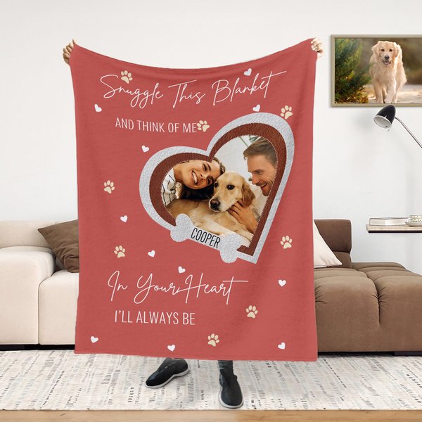 Coperta personalizzata con stampa a zampa, a forma di cuore, per cani, gatti e famiglie, con nome, regalo commemorativo per chi ama gli animali.